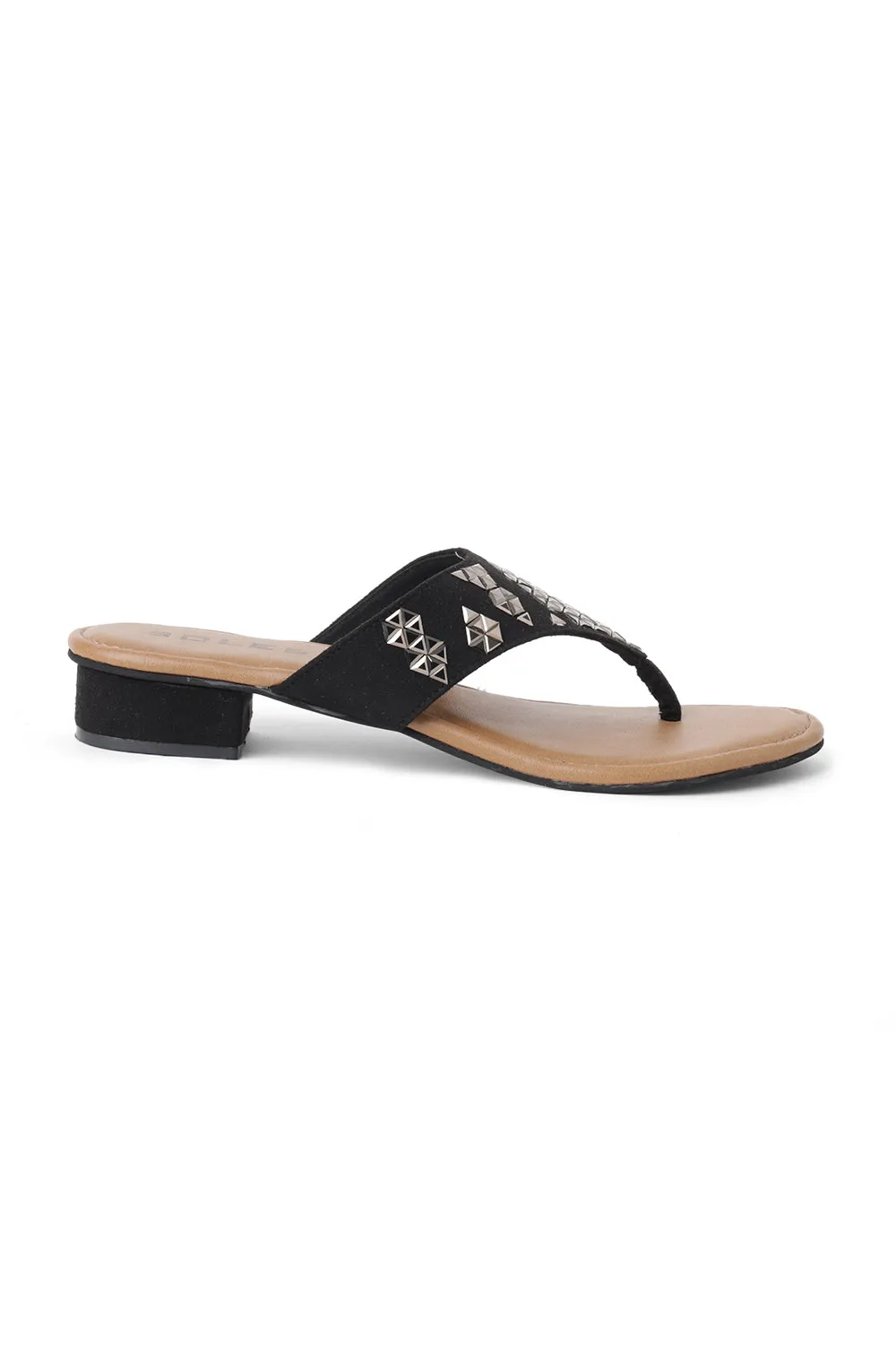 SOLES Embellished Toe Hold Small Block Heels