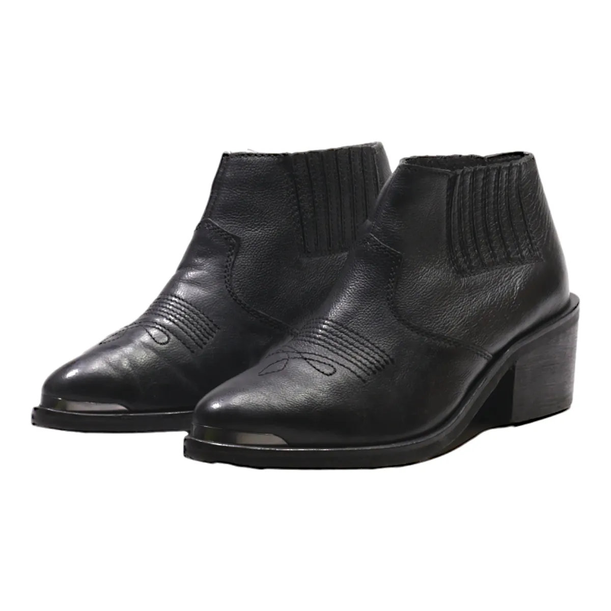 STRADIVARIUS Chelsea Boots Black Leather Womens UK 4