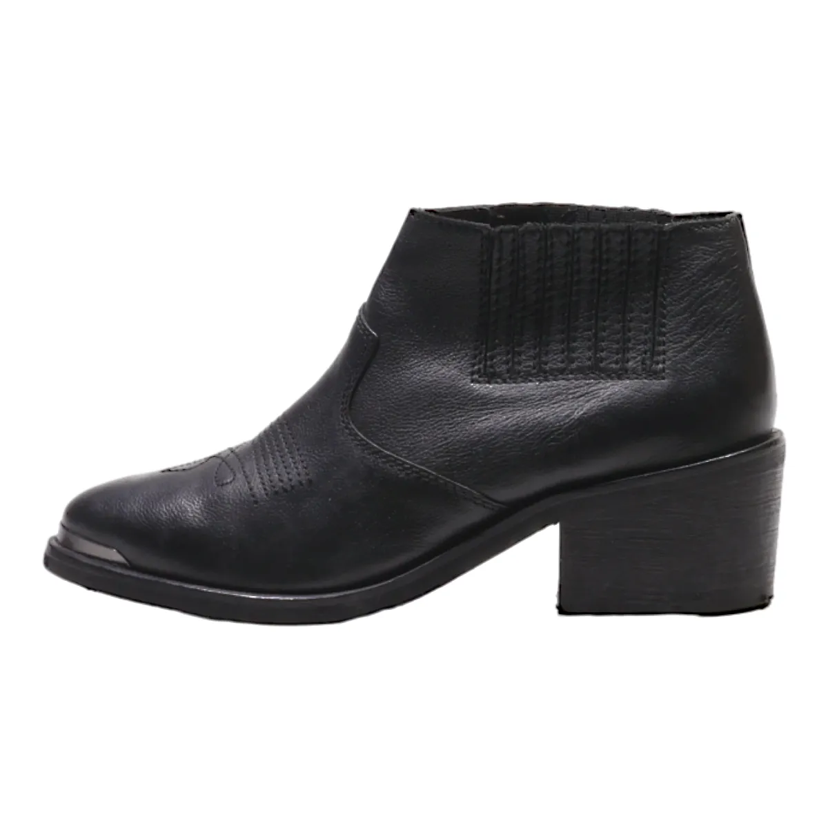 STRADIVARIUS Chelsea Boots Black Leather Womens UK 4