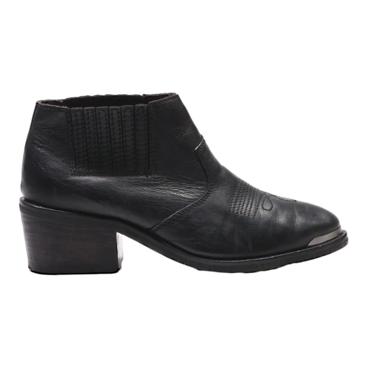 STRADIVARIUS Chelsea Boots Black Leather Womens UK 4