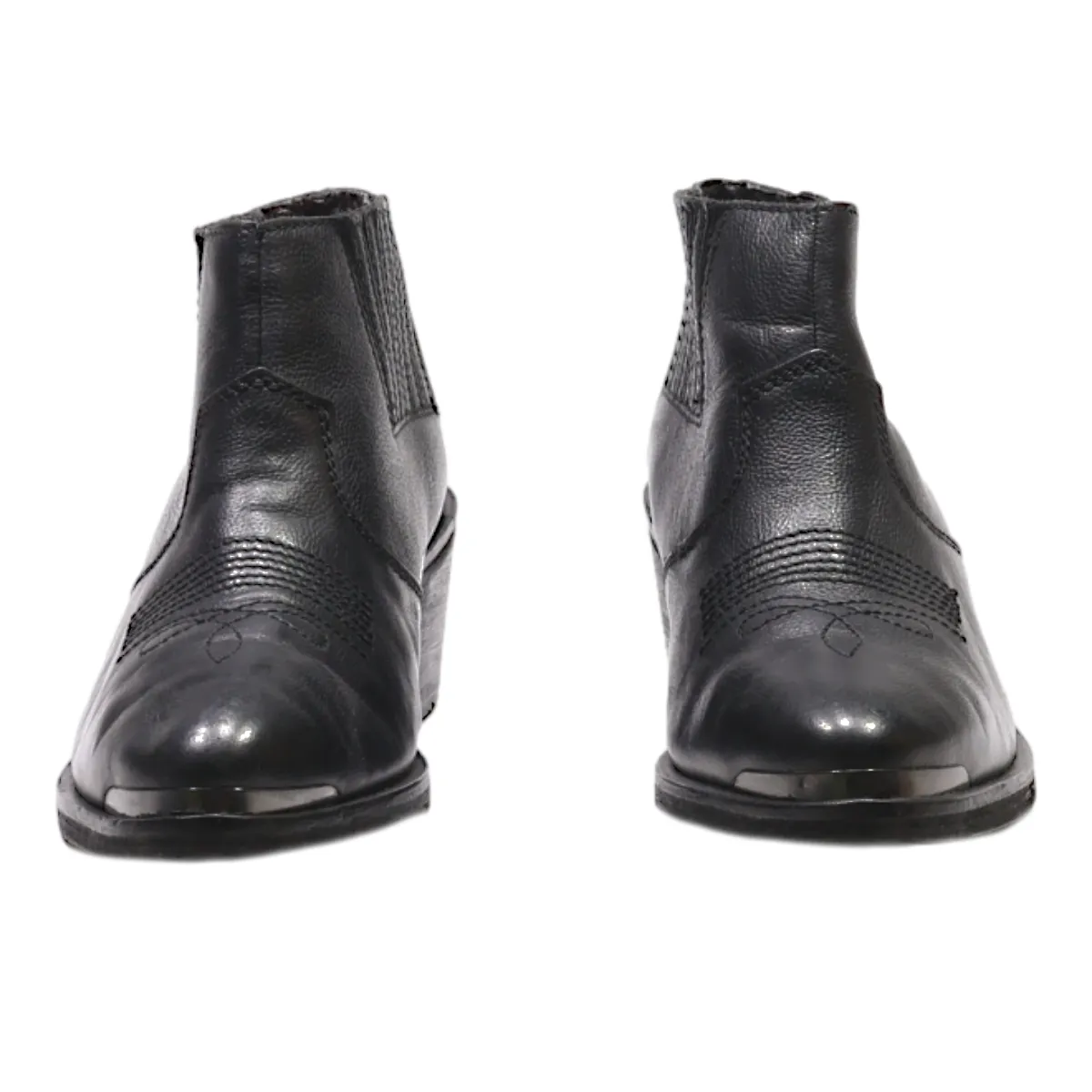 STRADIVARIUS Chelsea Boots Black Leather Womens UK 4