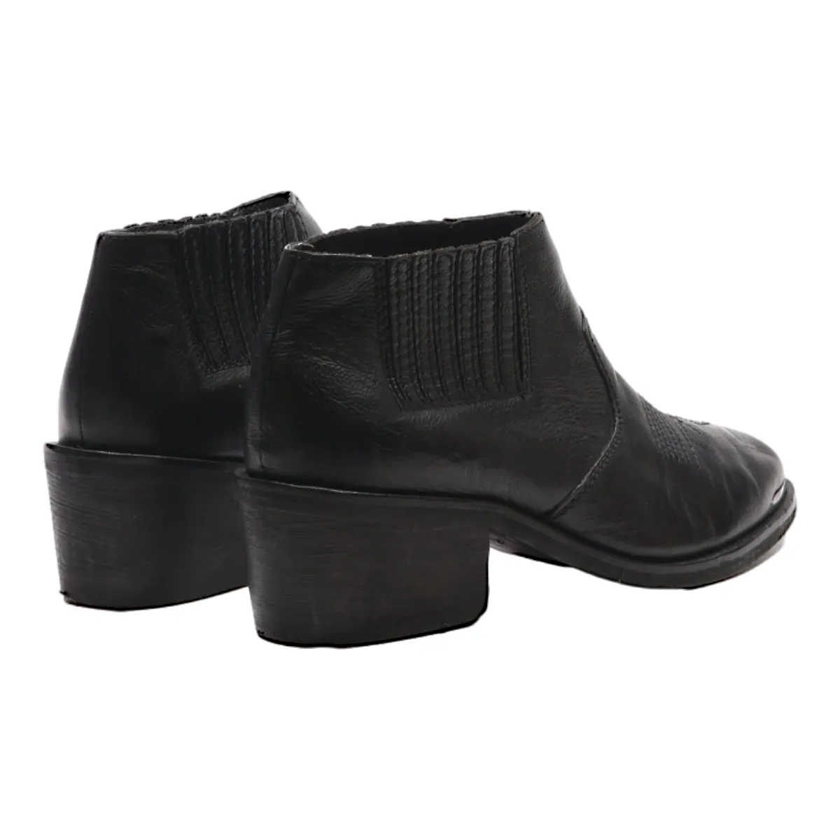 STRADIVARIUS Chelsea Boots Black Leather Womens UK 4