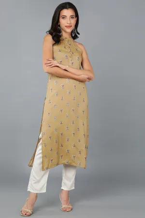 Striking Mustard Cotton Ethnic Motifs Kurta