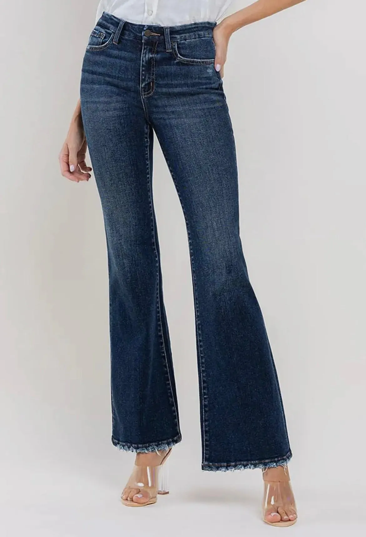 THE BELLA DARK FRAY HEM FLARE VERVET
