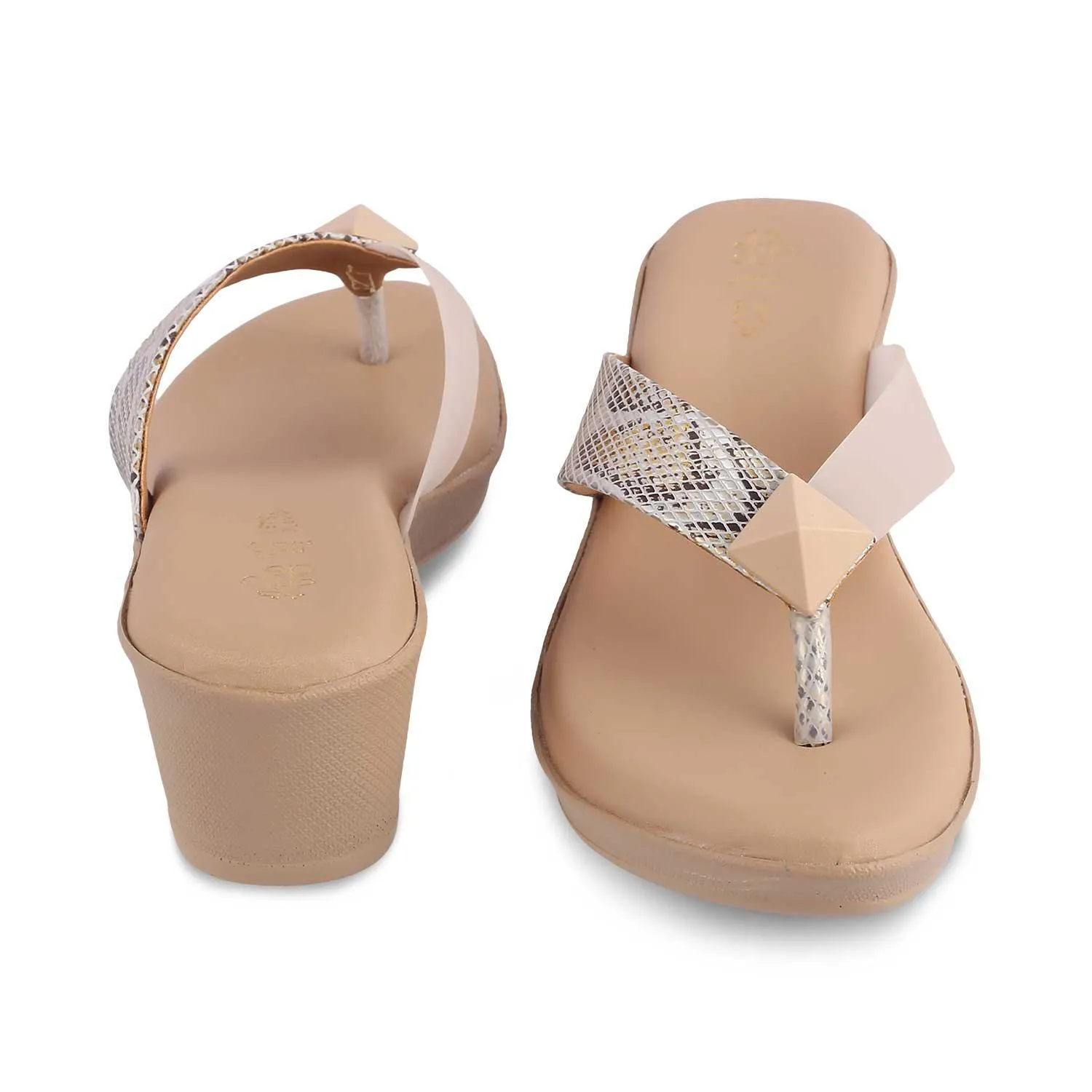 The Sledge Beige Women's Dress Wedge Sandals Tresmode