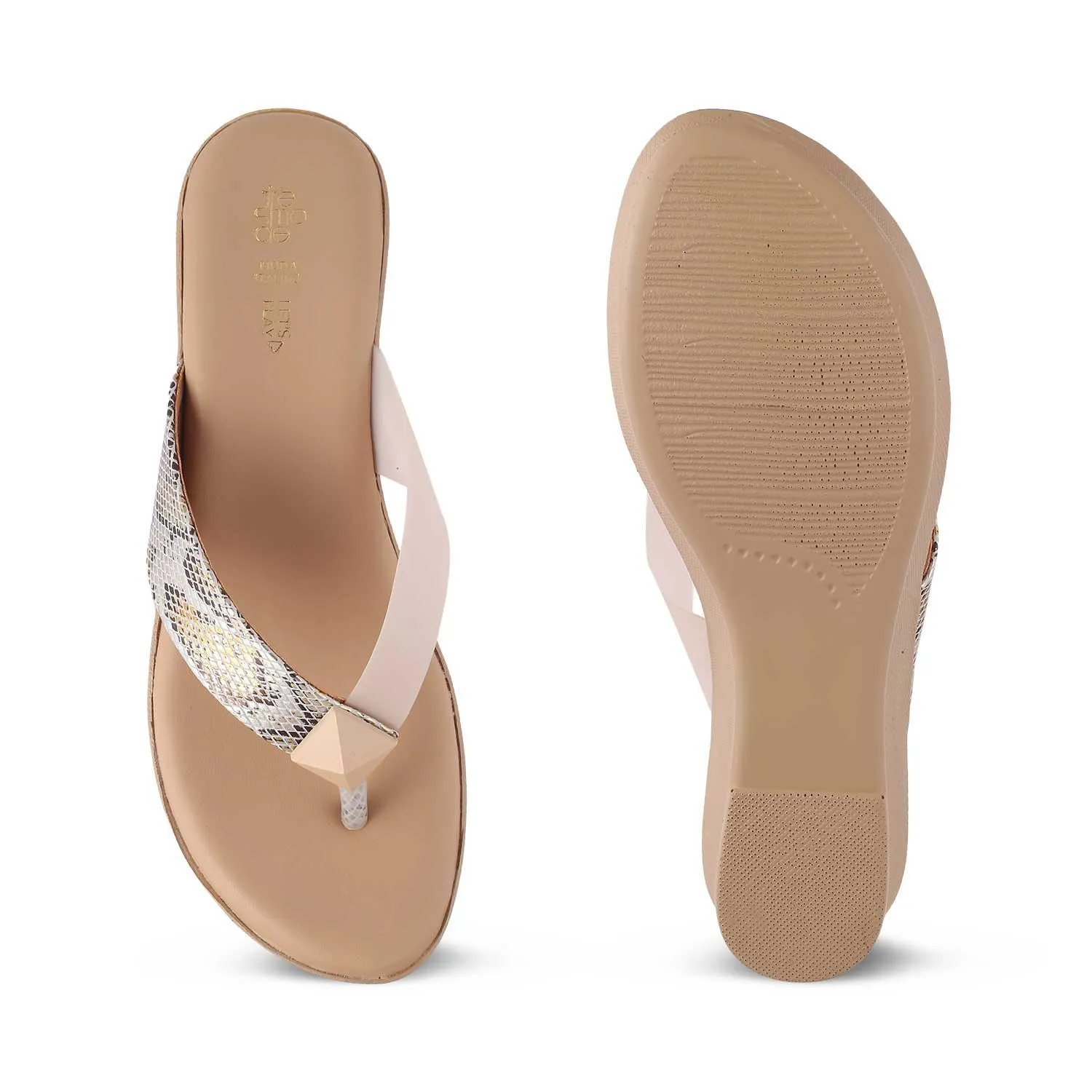 The Sledge Beige Women's Dress Wedge Sandals Tresmode