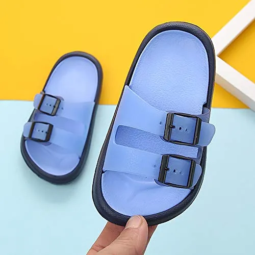 Toddler Boy Girl Sandals Non-Slip Lightweight Shower Pool Summer Slippers（Blue）