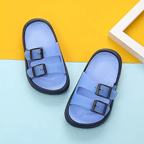 Toddler Boy Girl Sandals Non-Slip Lightweight Shower Pool Summer Slippers（Blue）