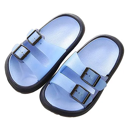 Toddler Boy Girl Sandals Non-Slip Lightweight Shower Pool Summer Slippers（Blue）