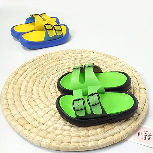 Toddler Boy Girl Sandals Non-Slip Lightweight Shower Pool Summer Slippers（Green）