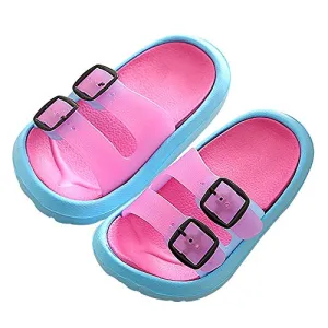 Toddler Boy Girl Sandals Non-Slip Lightweight Shower Pool Summer Slippers（Rose Red）