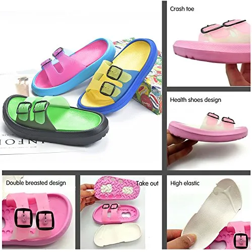 Toddler Boy Girl Sandals Non-Slip Lightweight Shower Pool Summer Slippers（Yellow）