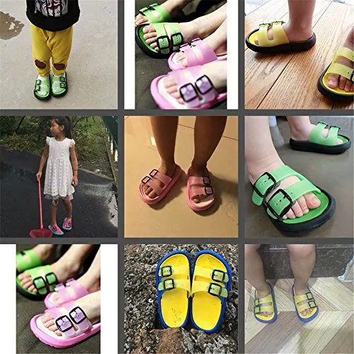 Toddler Boy Girl Sandals Non-Slip Lightweight Shower Pool Summer Slippers（Yellow）