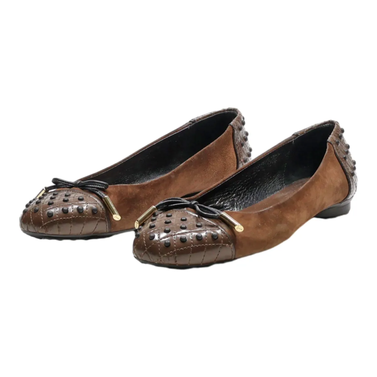 TODS Ballet Shoes Brown Leather Womens UK 3