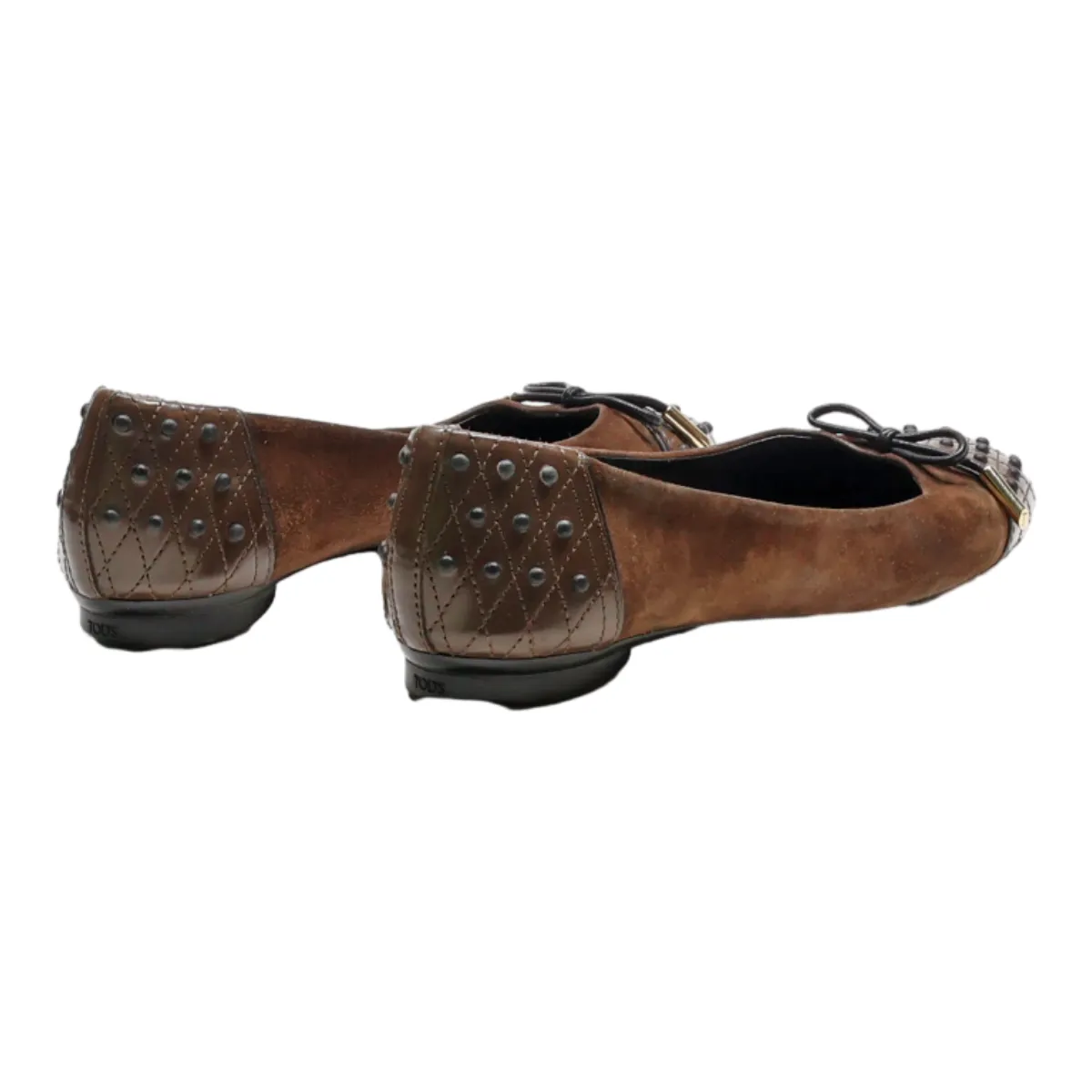 TODS Ballet Shoes Brown Leather Womens UK 3