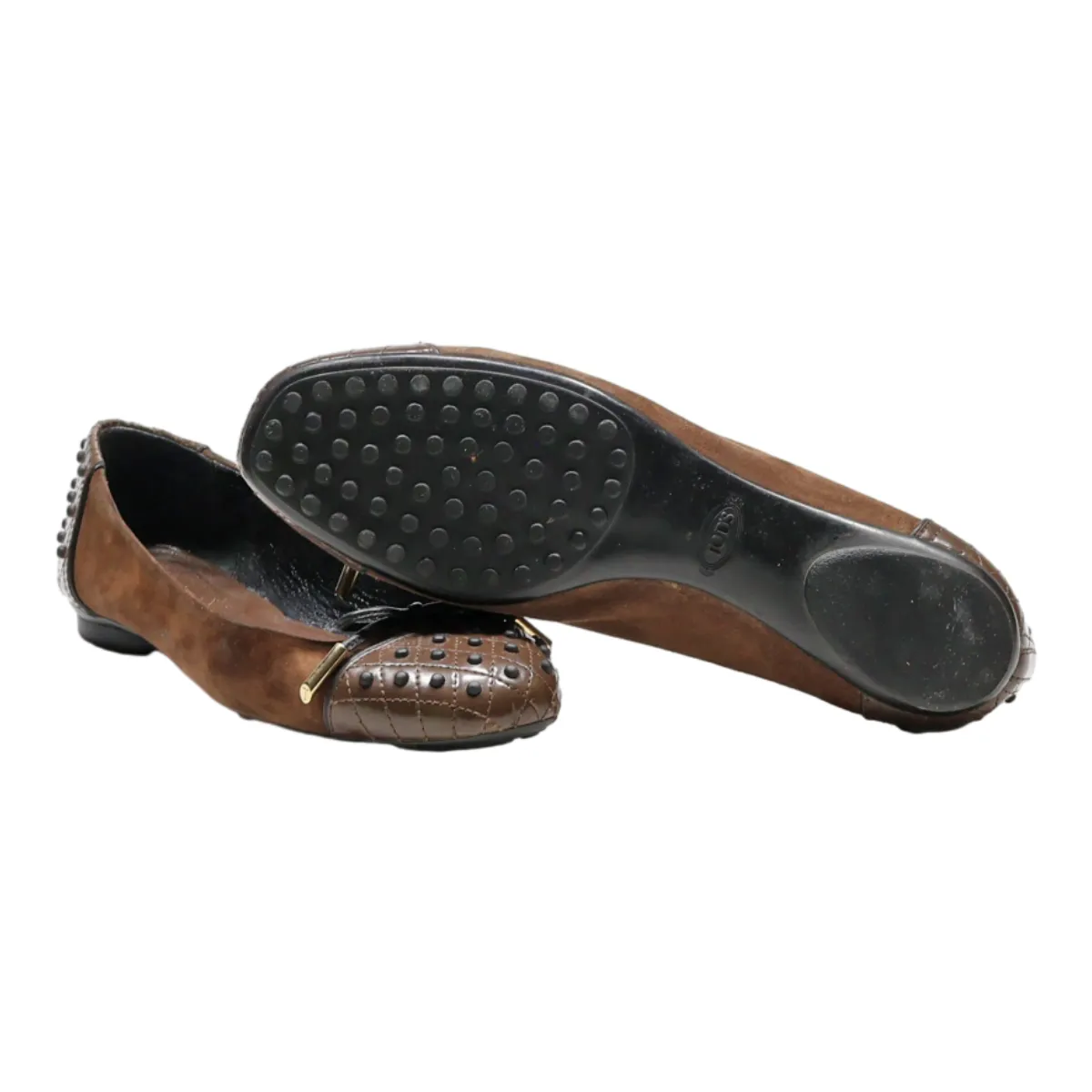 TODS Ballet Shoes Brown Leather Womens UK 3