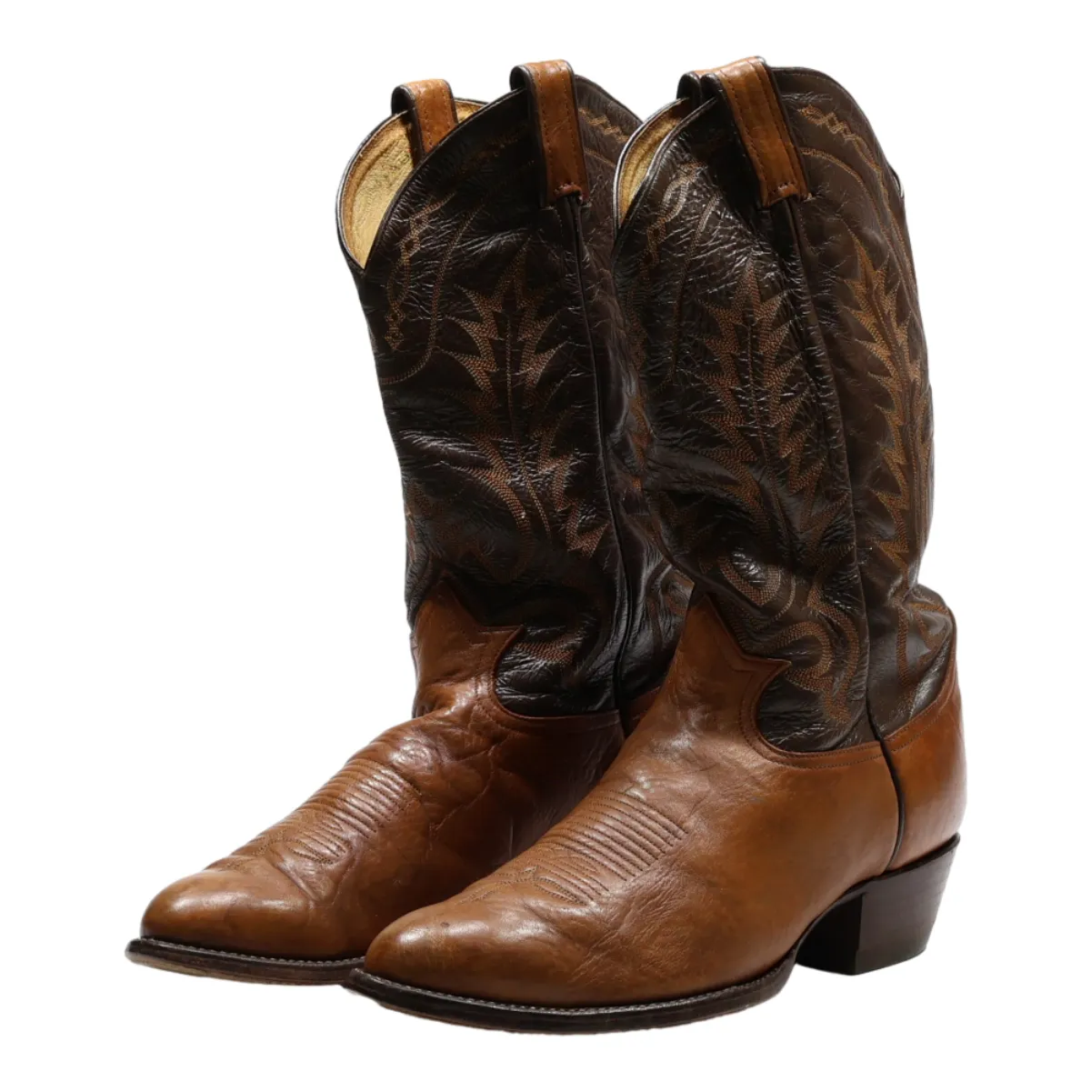 TONY LAMA Cowboy Boots Brown Leather Womens UK 4