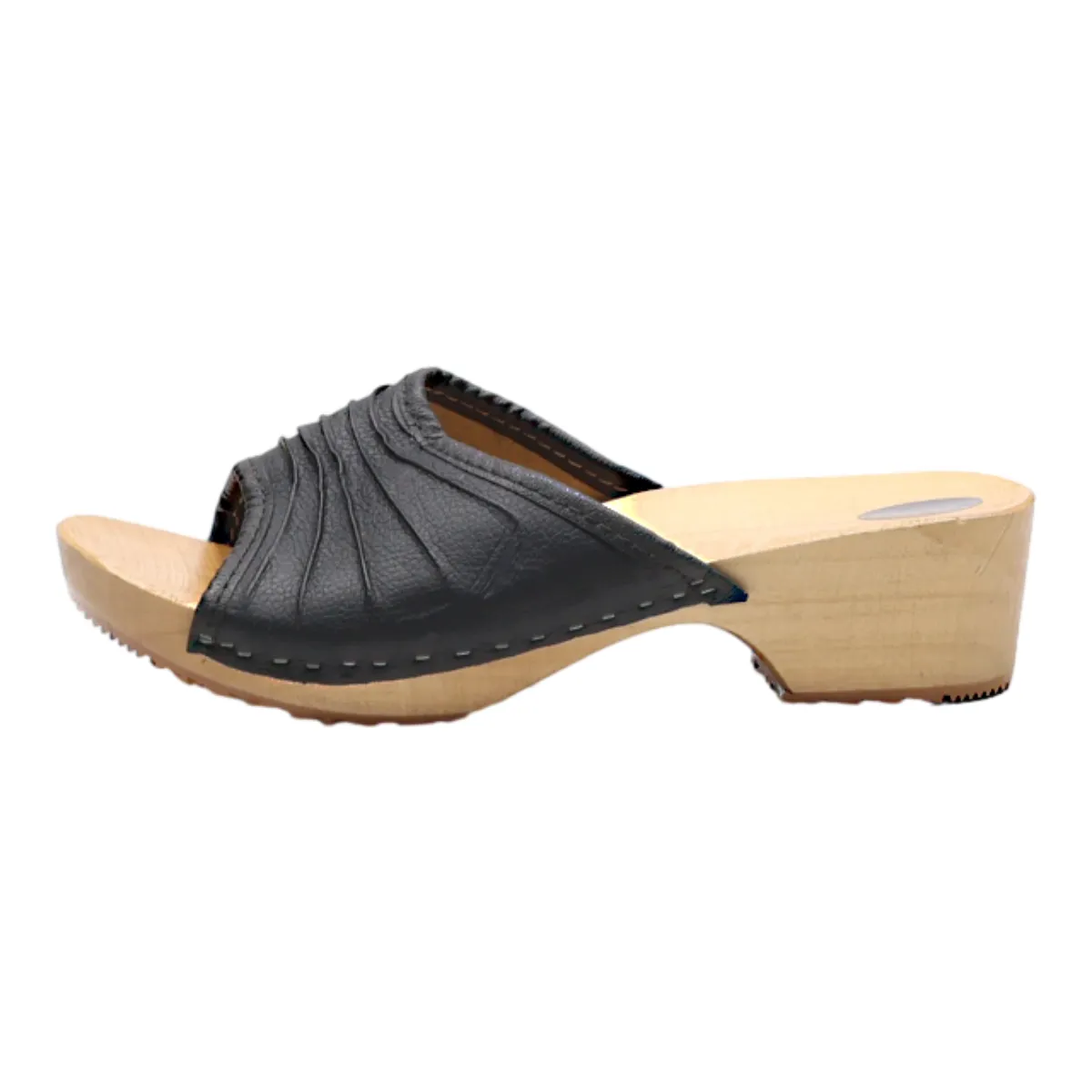 Wedged Slider Sandals Black Leather Womens UK 5