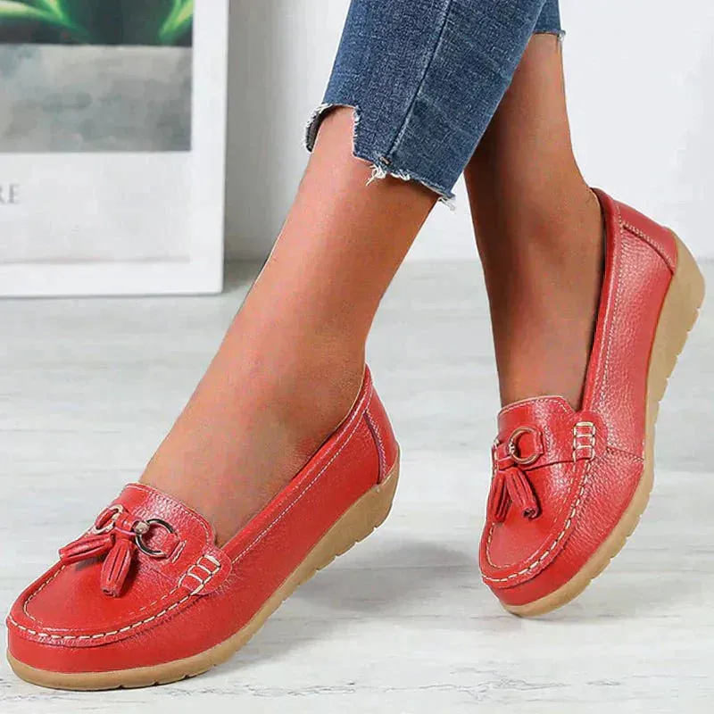 Women flat shoes leather nurse shoes