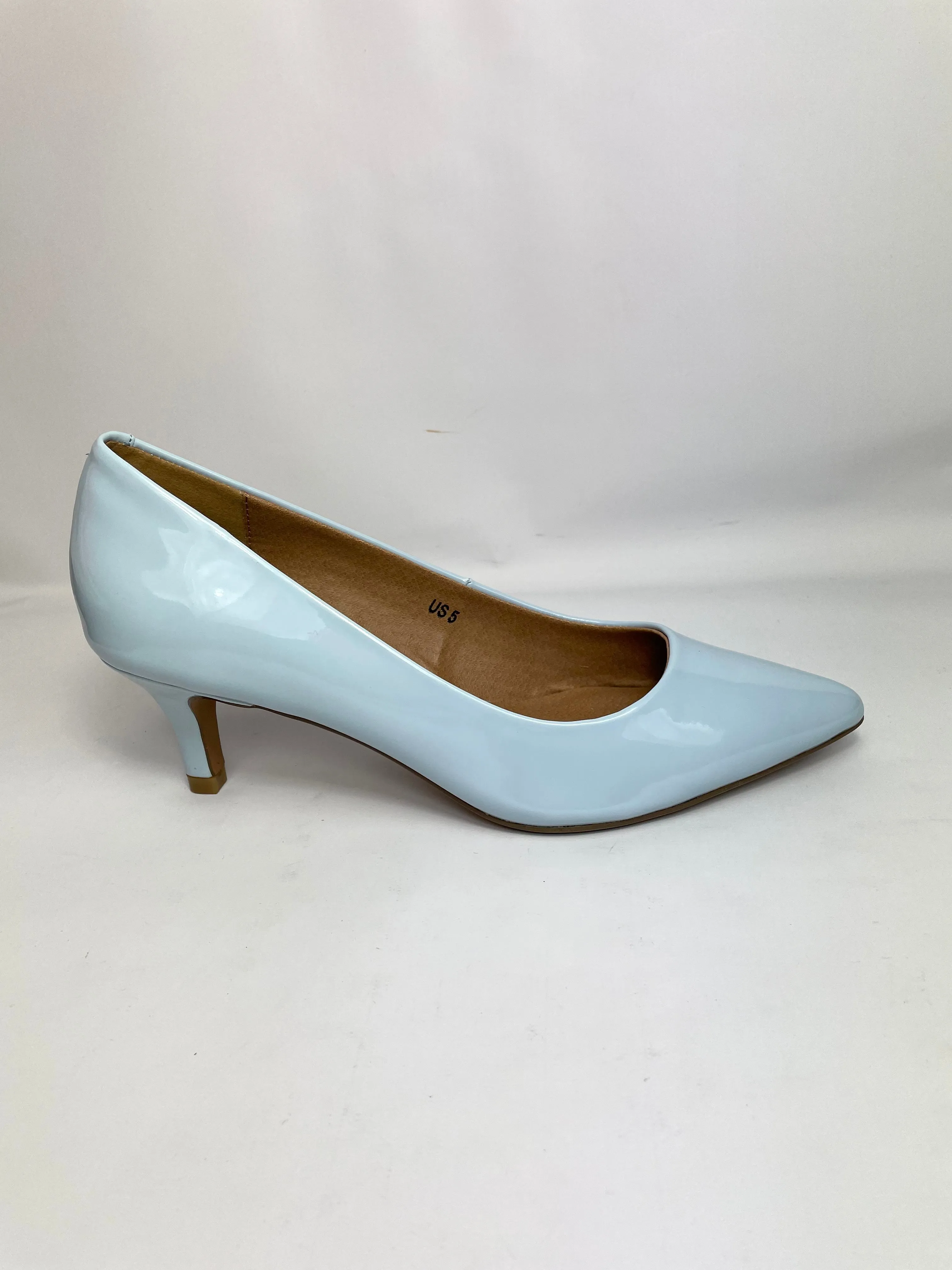 Women's Moda Low Heel D'Orsay Pointed Toe Pump Shoes in Light Blue UK 5 / EU 38