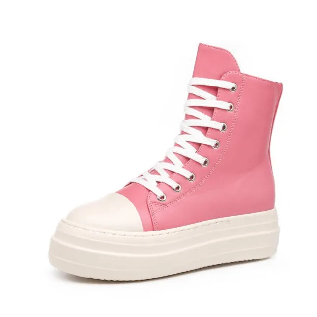 Womens Platform Zip up High-top Canvas Boots
