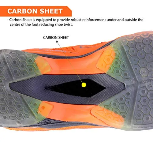 YONEX Hydro Force 2 Men's Non Marking Badminton Court Shoes, Gun Metal/Orange - 8 UK