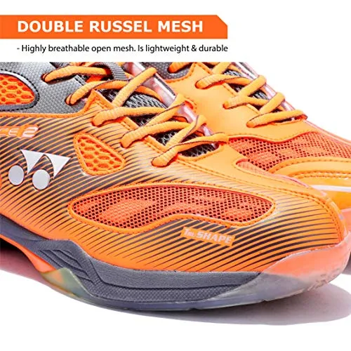 YONEX Hydro Force 2 Men's Non Marking Badminton Court Shoes, Gun Metal/Orange - 8 UK