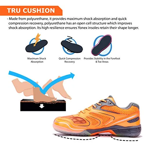 YONEX Hydro Force 2 Men's Non Marking Badminton Court Shoes, Gun Metal/Orange - 8 UK